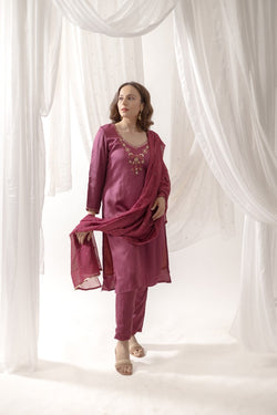 Straight mirror work kurta set