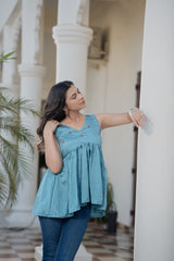 Sky Blue Peplum Top online