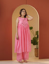 Baby pink Drizzle kurta pant set.