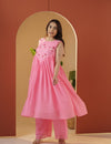 Baby pink Drizzle kurta pant set.