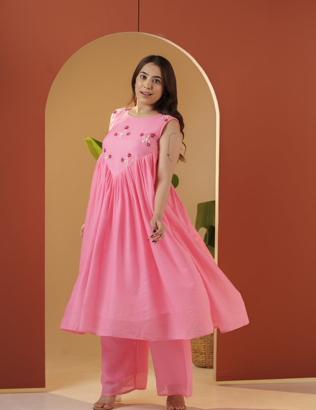 Stylish Baby Pink Kurta Set for Women for Summer and Casual Wear