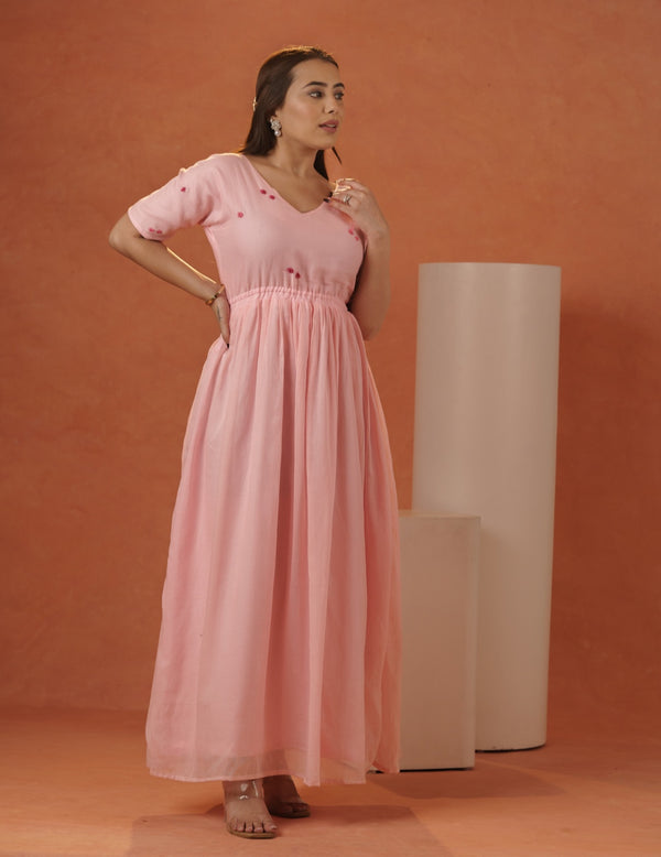 light pink sun dress Sundress with V-Neck Thread Work Design – Meeshara Pick Model:Model 3 Aquacel Ag Advantage Surgical a cute shoulder bag Convertible neckline