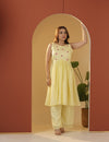 Butter yellow kurta pant set.