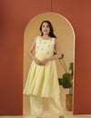 Butter yellow kurta pant set.
