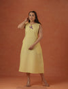 Butter Yellow Tulip Midi Dress.