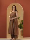 Cocoa brown kurta pant set.