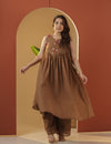 Cocoa brown kurta pant set.