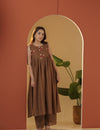 Cocoa brown kurta pant set.