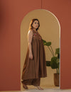 Cocoa brown kurta pant set.