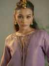 Thistle purple Gold line shimmer Kurta set.