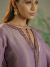 Thistle purple Gold line shimmer Kurta set.