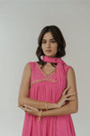 Baby pink hand embroidered anarkali set