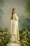 Cream Mirror Kurta Pant Set.