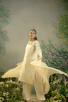 Cream Mirror Kurta Pant Set.