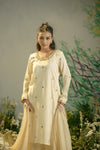 Cream Mirror Kurta Pant Set.