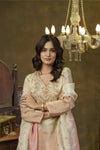 Beige & Peach Ombre hand embroidered kurta pant