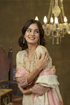 Beige & Peach Ombre hand embroidered kurta pant