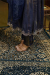 Navy blue embroidered anarkali set