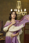Beige & Lavender Ombre hand embroidered kurta set