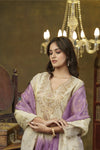 Beige & Lavender Ombre hand embroidered kurta set