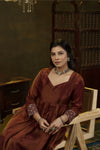 Maroon embroidered anarkali set