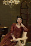 Maroon embroidered anarkali set