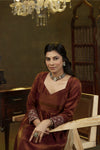 Maroon embroidered anarkali set