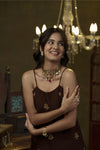 Brown hand embroidered palazzo set