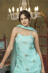 Mint hand embroidered palazzo set