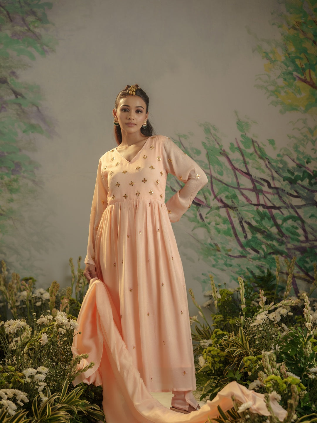 
  The Apricot Bloom Heritage Flared Set.

    – Meeshara
