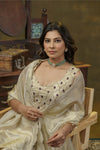Beige embroidered kurta palazzo set
