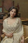 Beige embroidered kurta palazzo set