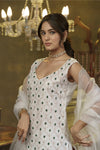 White embroidered kurta palazzo set