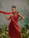 The Aaryamani Red Gaji Silk Set.