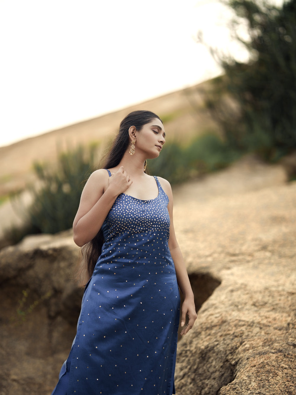 SPARKAL SAPPHIRE SEQUINS KURTA AND PALAZZO