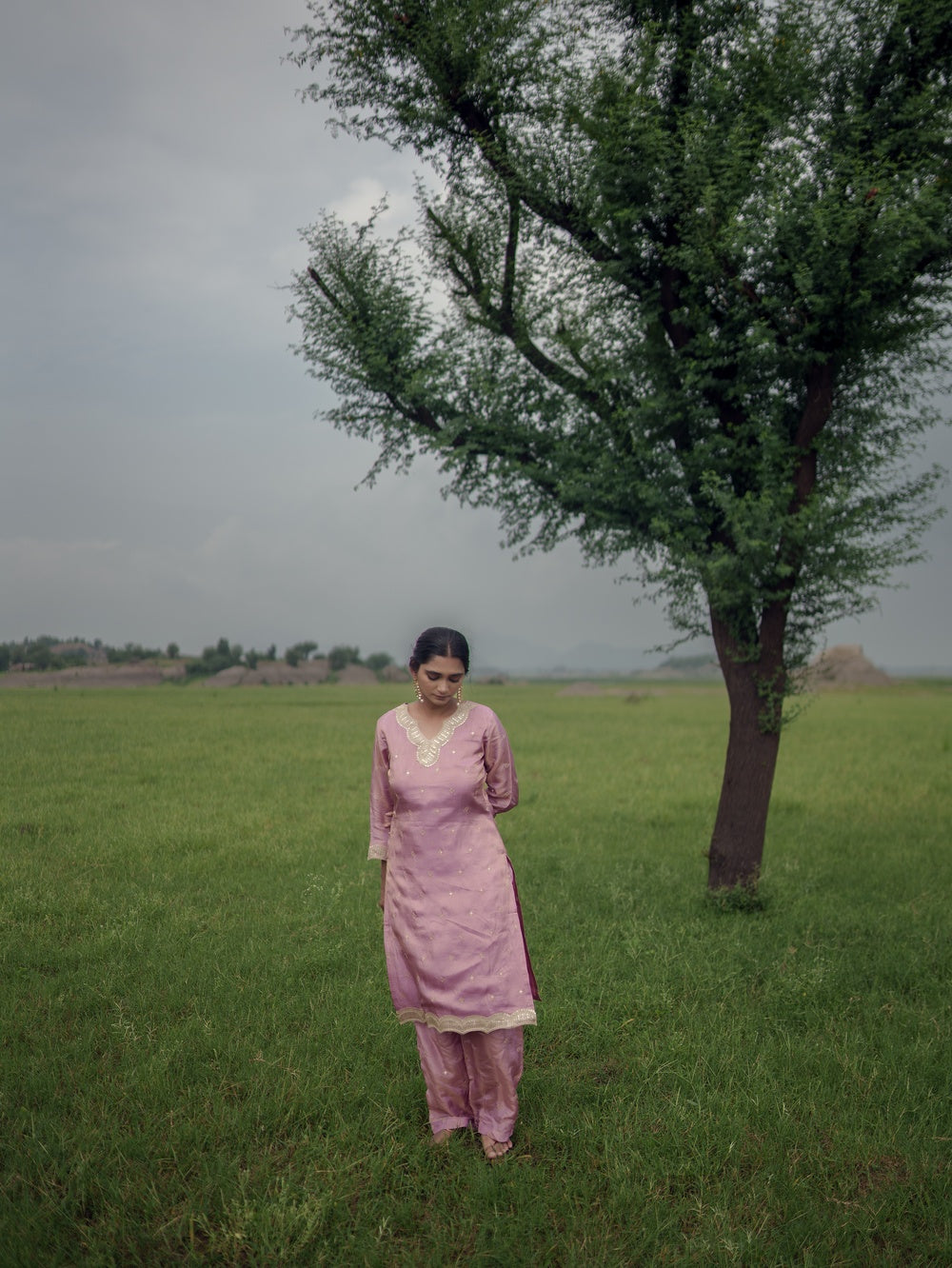PINK TISSUE SILK KURTA SET