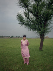 PINK TISSUE SILK KURTA SET