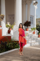 Buy Pink and Orange straight Kurta Pant Set for women