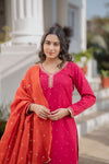 Pink Kurta Pant Set with elegant dupatta 