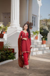 Red Kurta Pant Set for wedding