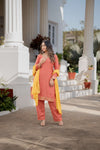 Orange and Yellow Kurta Pant Set for wedding