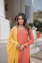 Kurta Pant Set with elegant Yellow dupatta