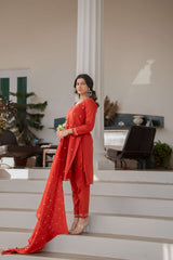 Orange Kurta Pant Set for wedding