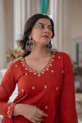 Buy Orange Zardozi Aari hand work 