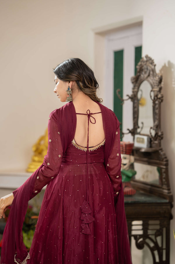 navy blue dress for baby girl Khushi Verma in Black Colour Backless Anarkali Three Piece Suit –  DesignStylesClothes main image 0