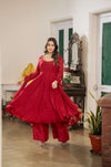 Buy red anarkali suit set with dupatta