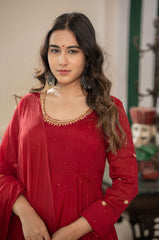Hand embroidered zardozi work Anarkali Set 