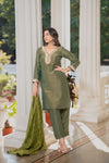 Light Green Mirror Kurta Pant Set for women