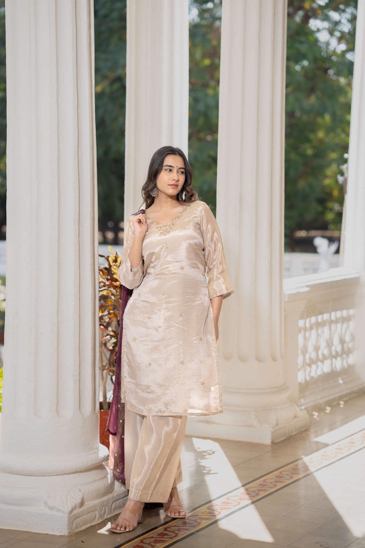 Beige Kurta Pant Set