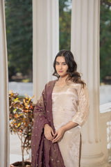 Beige Silk Kurta Pant Set